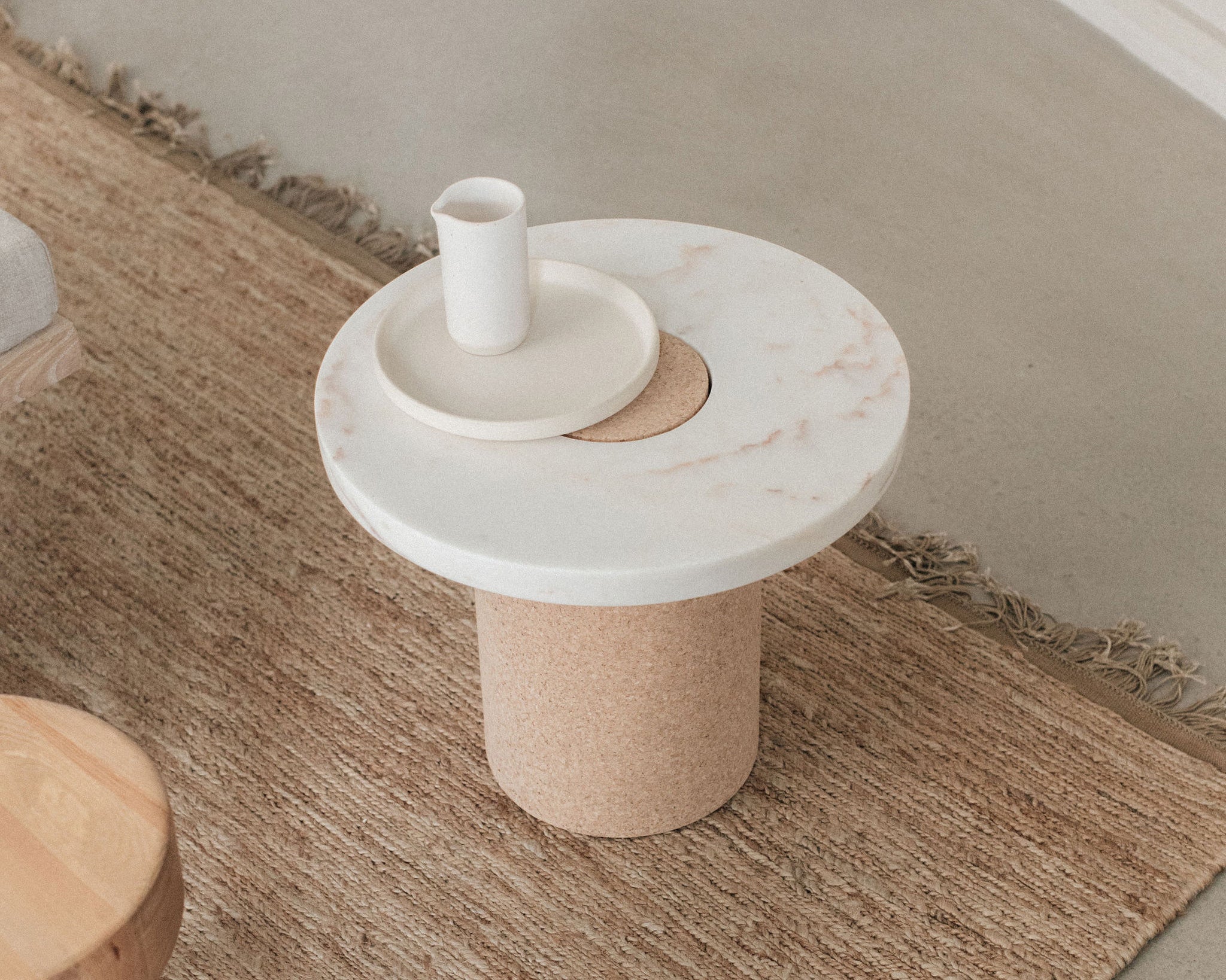 Sintra Table | White Marble / Cork | Small