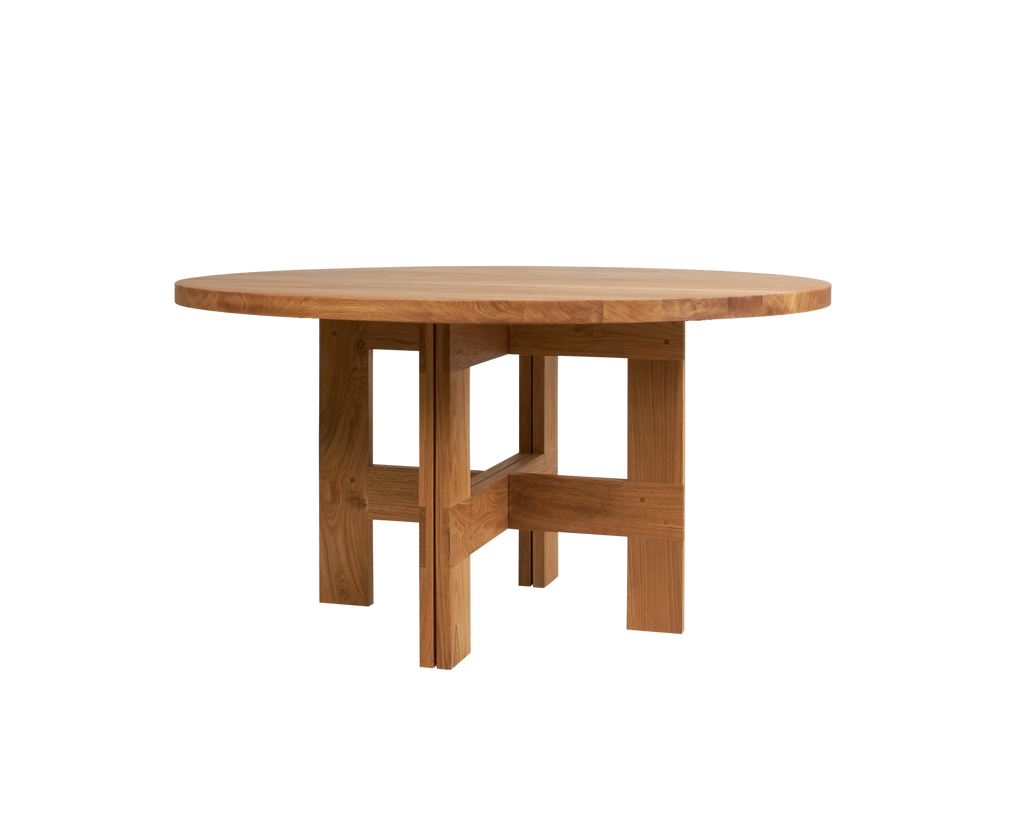 Farmhouse Trestle Table | Natural Oak | 140 Ø Round