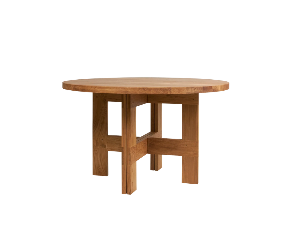 Farmhouse Trestle Table | Natural Oak | 120 Ø Round