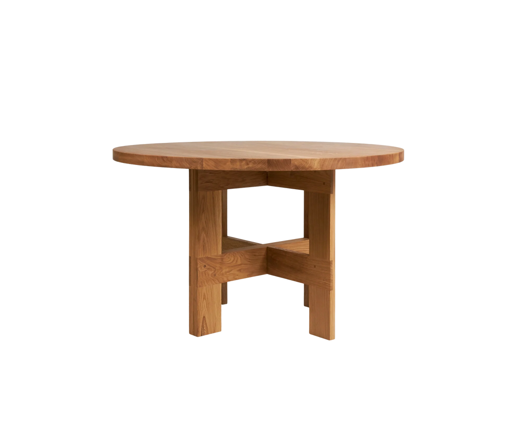 Farmhouse Trestle Table | Natural Oak | 120 Ø Round