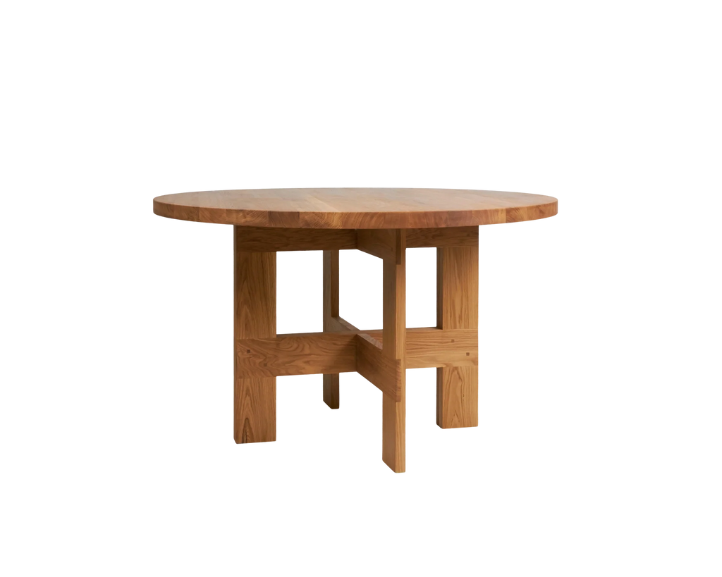 Farmhouse Trestle Table | Natural Oak | 120 Ø Round