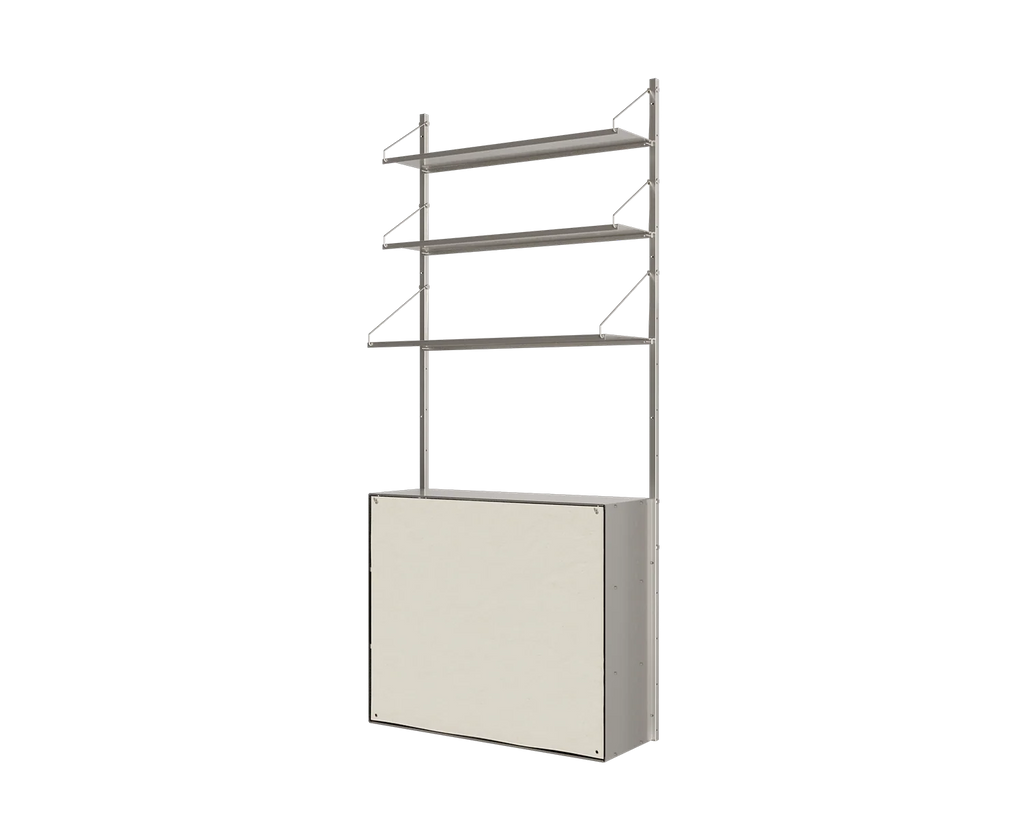 Shelf Library Canvas Cabinet Section | Stainless Steel / Canvas | H185.2 / W80