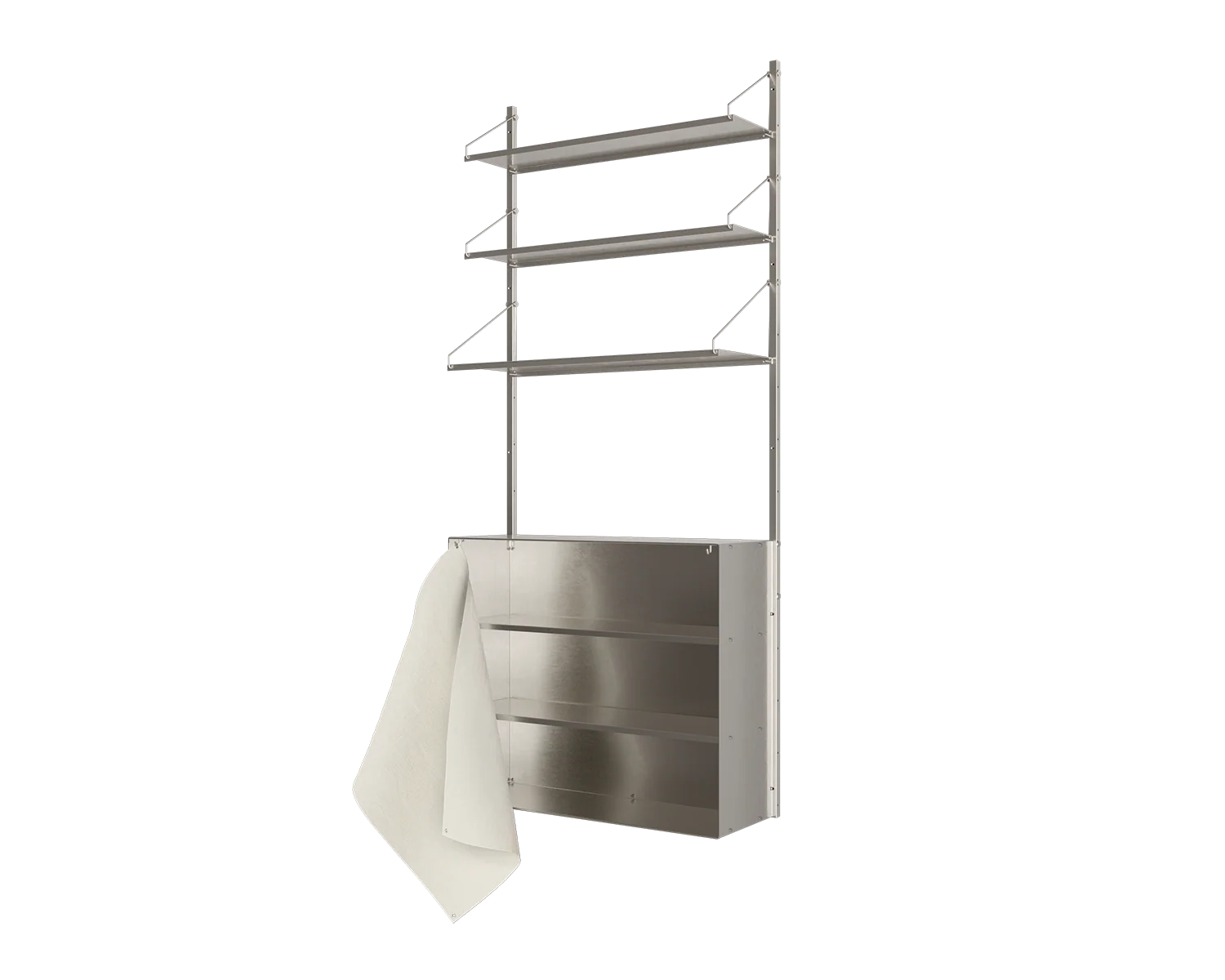 Shelf Library Canvas Cabinet Section | Stainless Steel / Canvas | H185.2 / W80