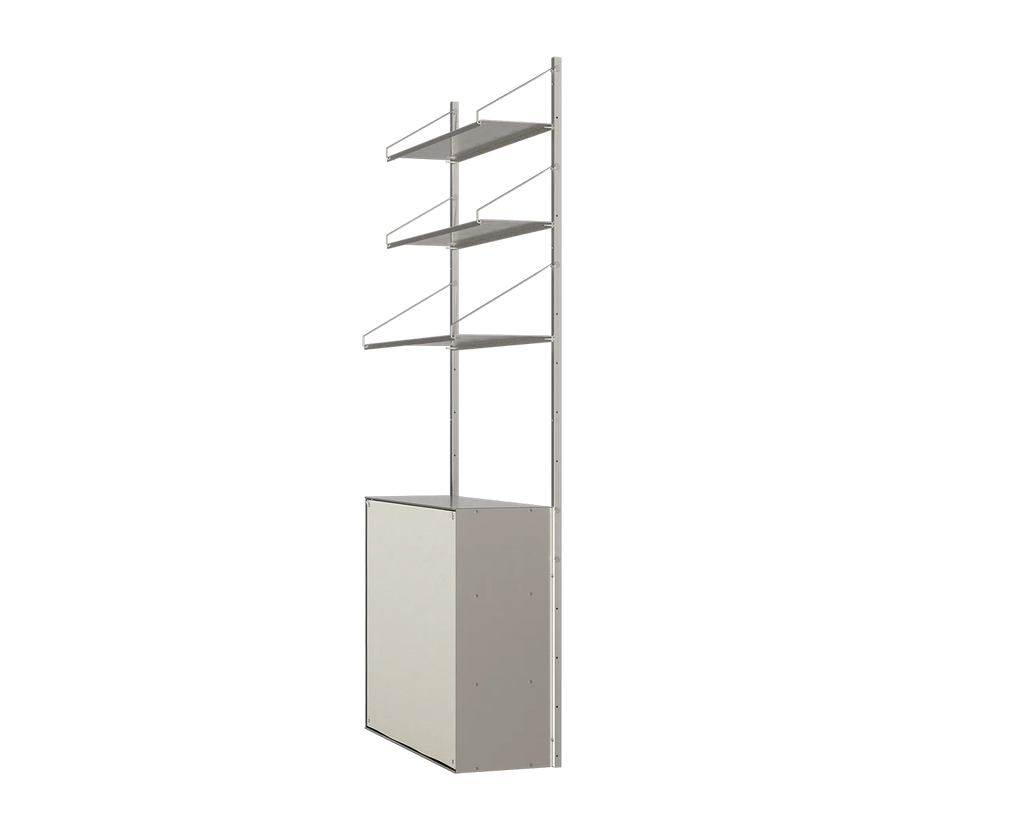 Shelf Library Canvas Cabinet Section | Stainless Steel / Canvas | H185.2 / W80