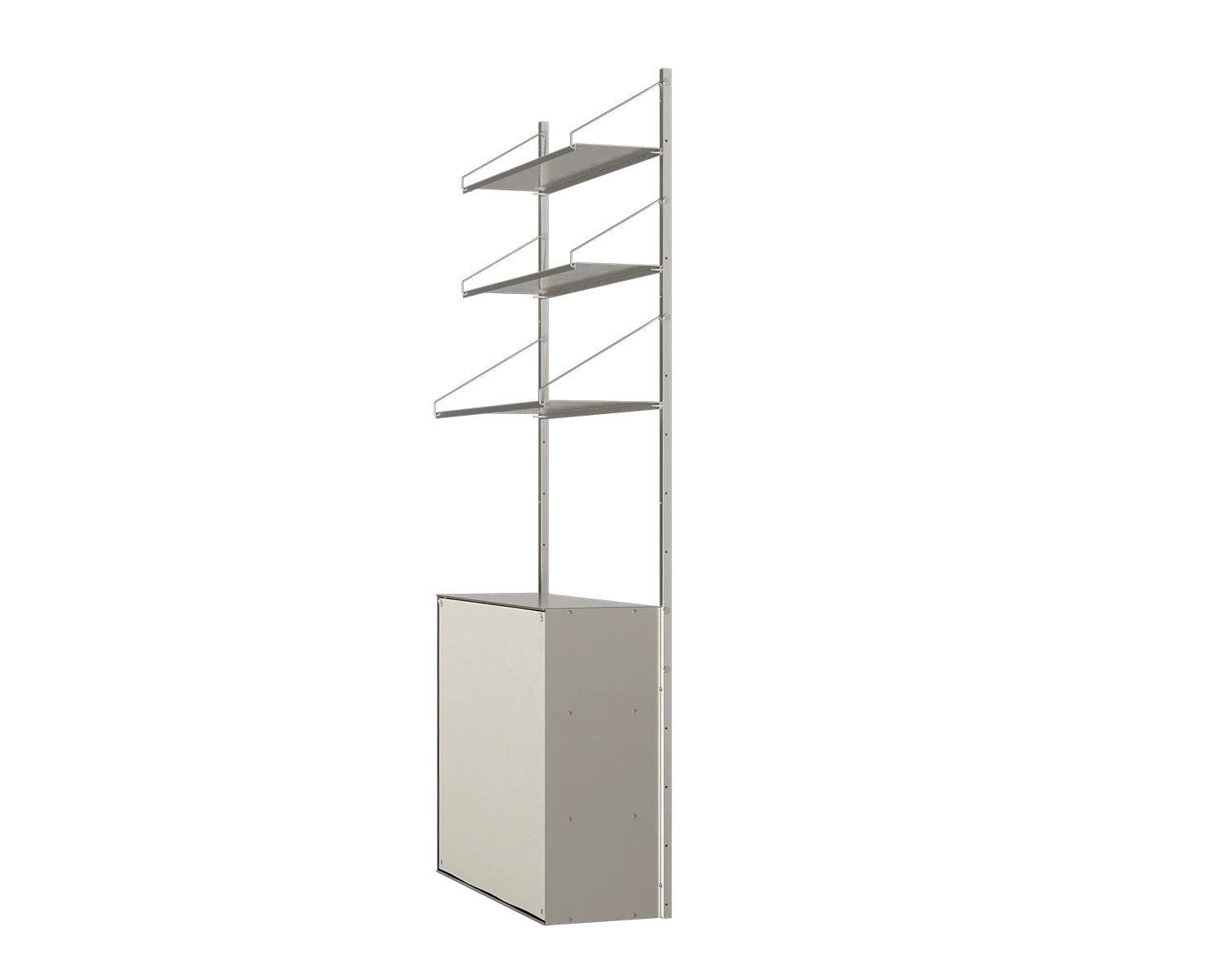 Shelf Library Canvas Cabinet Section | Stainless Steel / Canvas | H185.2 / W80