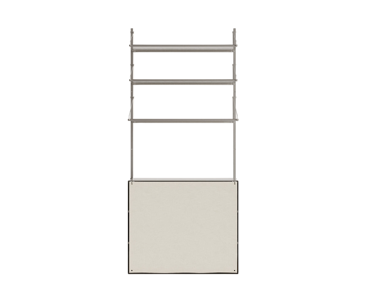 Shelf Library Canvas Cabinet Section | Stainless Steel / Canvas | H185.2 / W80